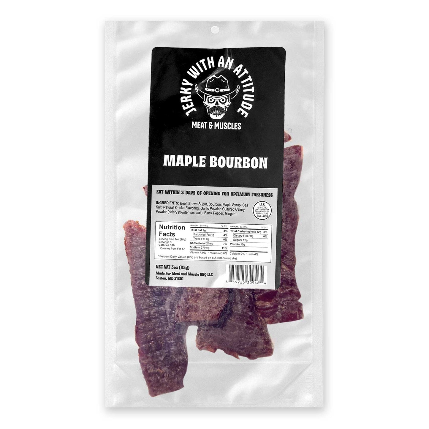 Maple Bourbon jerky package